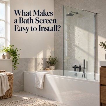 Walk-in shower screen with a newly added frameless hinged glass door in a modern UK bathroom
