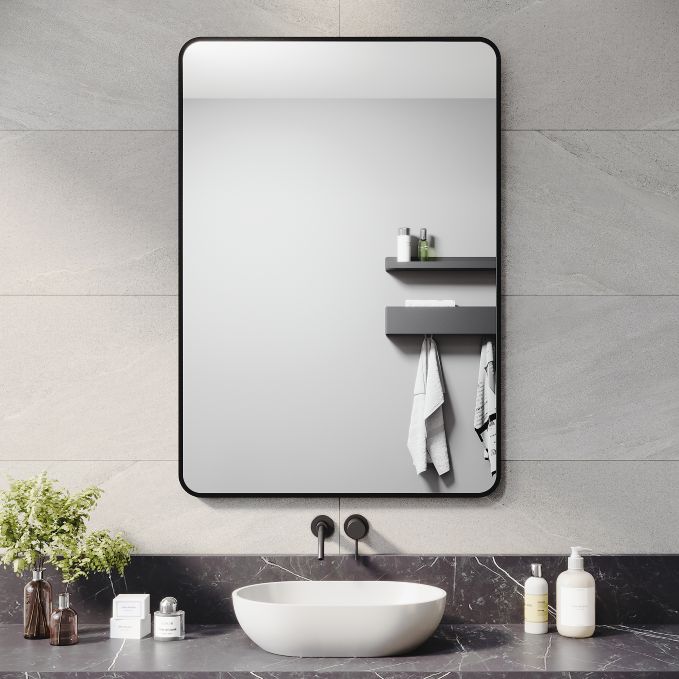 ELEGANT Black Framed Mirror - 1000 x 700mm
