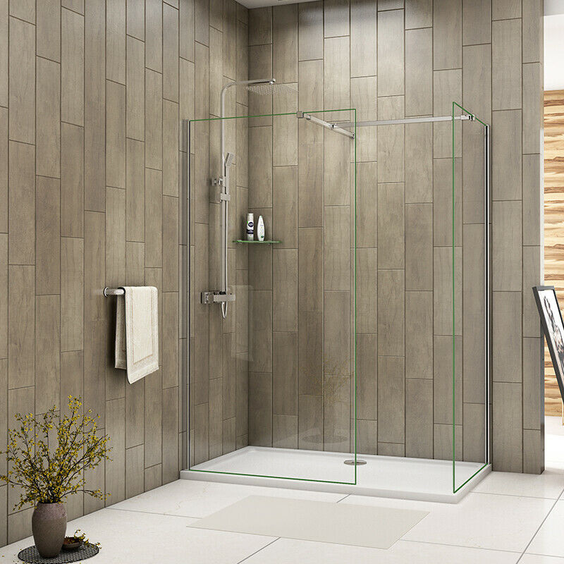 ELEGANT 1400x800mm 6mm Walk-In Shower Enclosures (Inc. Shower Panels( 1850mm Height), Shower Tray+Waste)
