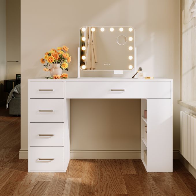 ELEGANT Dressing Table White 120W x 40D x 77Hcm
