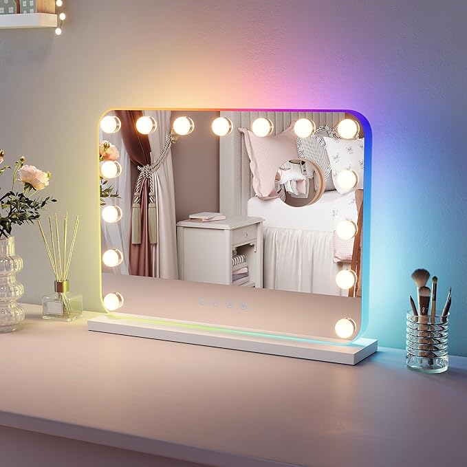 ELEGANT Hollywood Vanity Mirror 58x45cm with Lights and Bluetooth Speaker