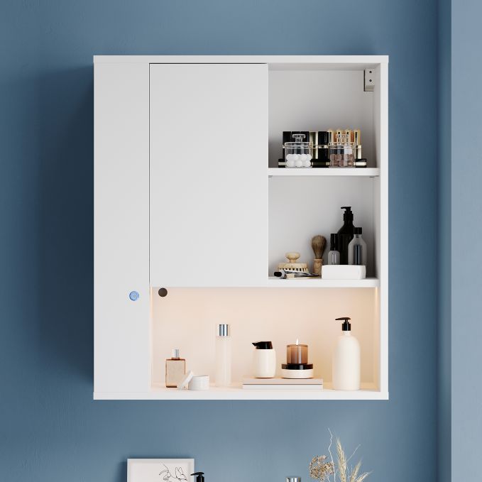 Elegant 600mm Wall Hung Bathroom Cabinet with Open Shelving - White