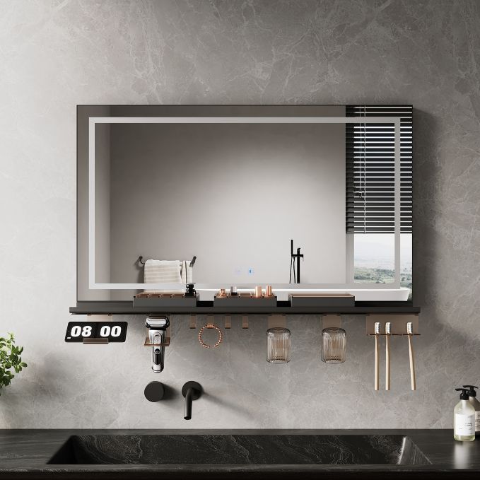 ELEGANT LED Bathroom Mirror with Demister & Shelf-1000x600mm