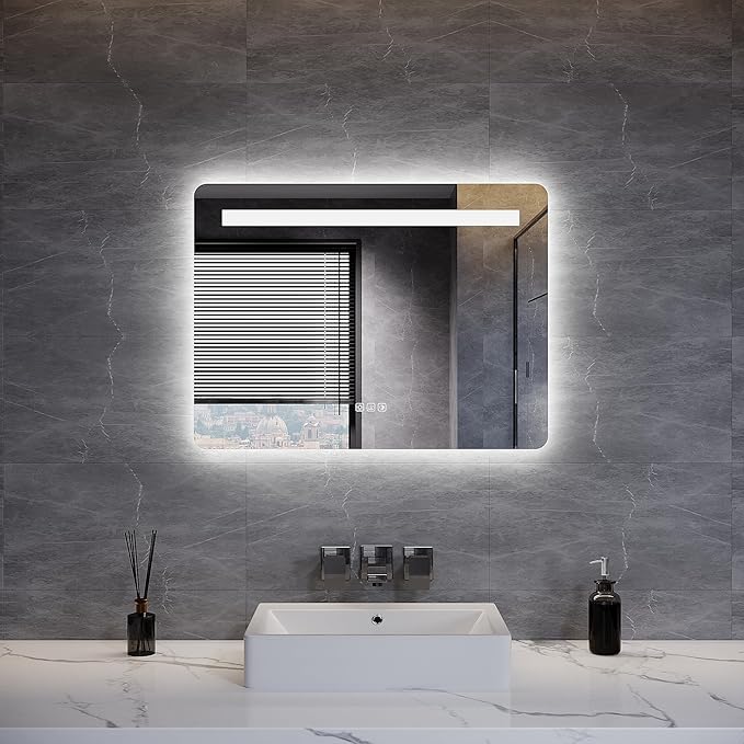 ELEGANT Landscape LED Back-lit Bathroom Mirror with Touch Sensor and Anti-Fog Various Size