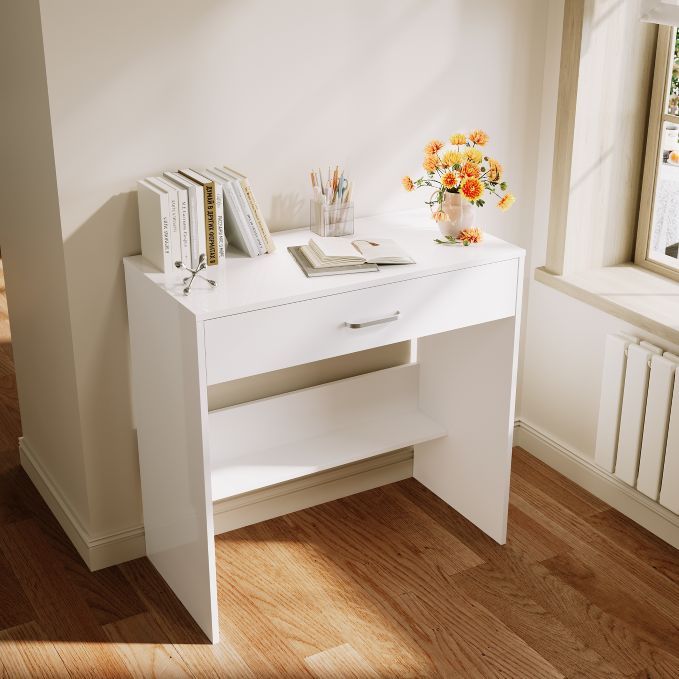ELEGANT 80W x 40D x 77Hcm Dressing Table with Drawer White