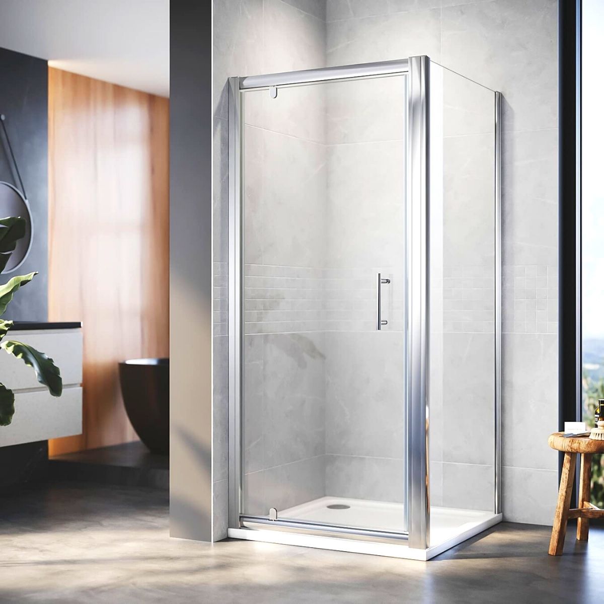 ELEGANT Custom Size Framed Pivot Hinge Shower Enclosure 6mm Tempered Glass Shower Cubicle