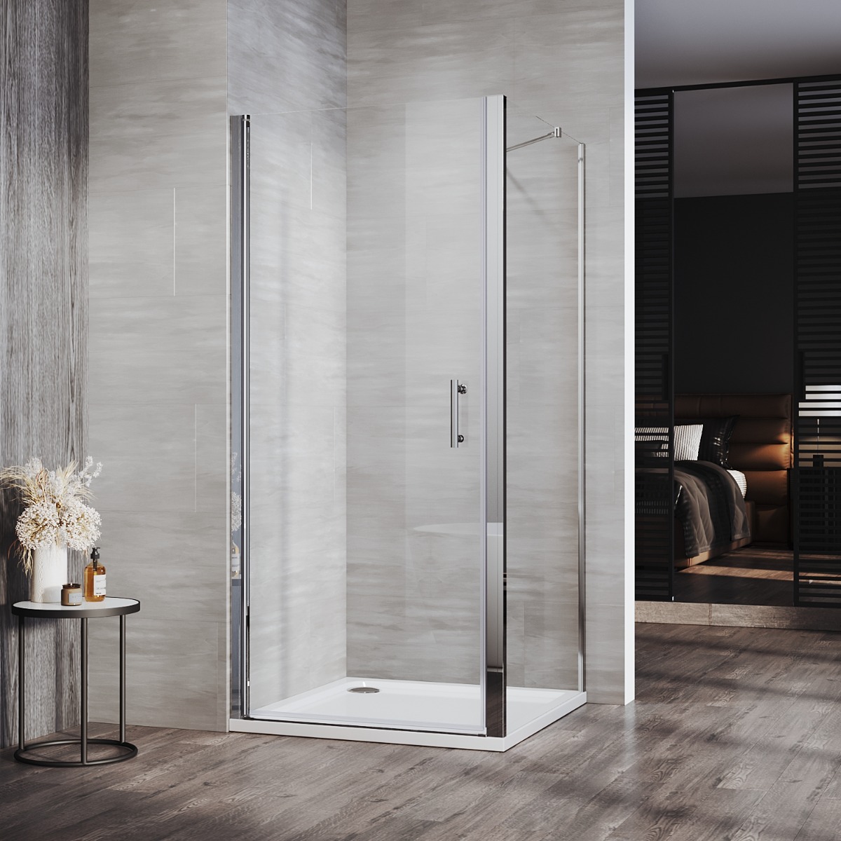 ELEGANT Custom Size Frameless Pivot Shower Enclosure 6mm Tempered Glass Shower Cubicle