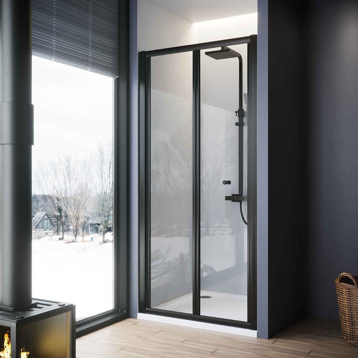ELEGANT Custom Size Black Bi-Fold Shower Door Enclosure Glass Reversible Folding Cubicle