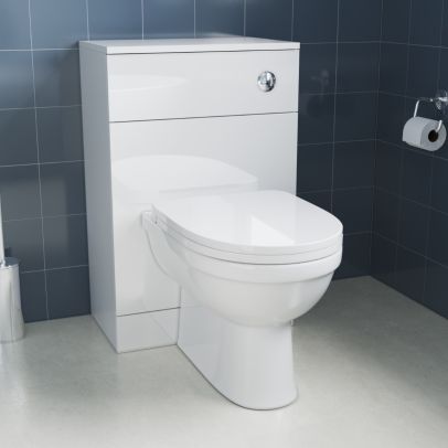 ELEGANT Gloss White Back To Wall Toilet Unit (500 x 300 x 770mm )