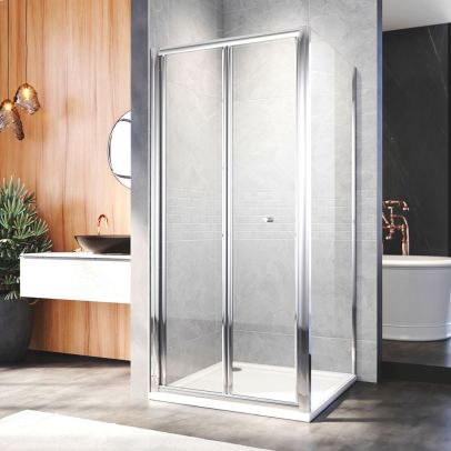 ELEGANT 700x700mm Framed Bifold Shower Enclosure 5mm Tempered Glass Cubicle