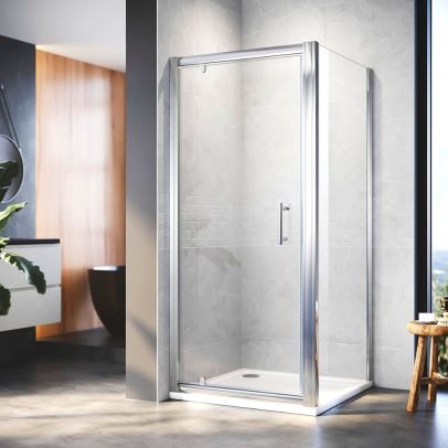 ELEGANT 800 x 800 mm Pivot Shower Enclosure Glass Screen Door Cubicle with Side Panel