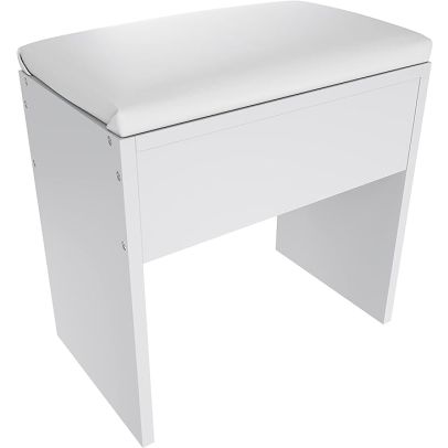 ELEGANT Dressing Table Stool, White Cushioned Stool Seat