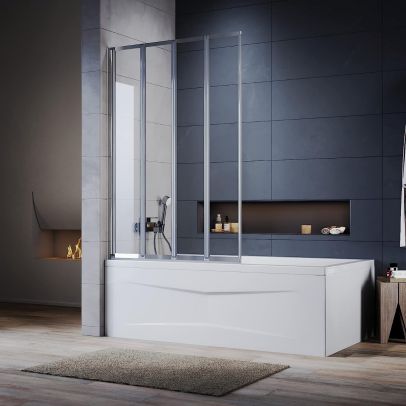 ELEGANT 800 x 1400mm Folding Bath Screen 4 Panels