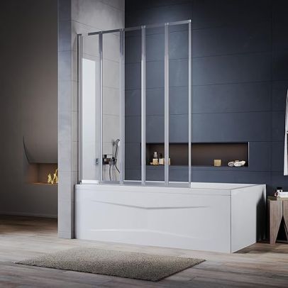 ELEGANT 1200 x 1400mm Folding Bath Screen 5 Panels