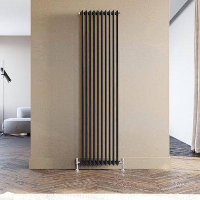ELEGANT Traditional Radiator Black Vertical Radiator 1800 x 470 mm Double Column Cast Iron Heater