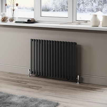 ELEGANT Black Designer Radiator 600x833mm Horizontal Oval Column Single Panel Radiator