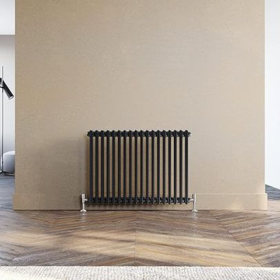 ELEGANT Traditional Radiator 600 x 1460 mm Black 2 Column Cast Iron Style Radiator Central Heating Radiator