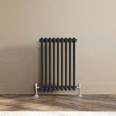 ELEGANT Traditional Radiator 600 x 425 mm Black 2 Column Cast Iron Style Radiator Central Heating Radiator