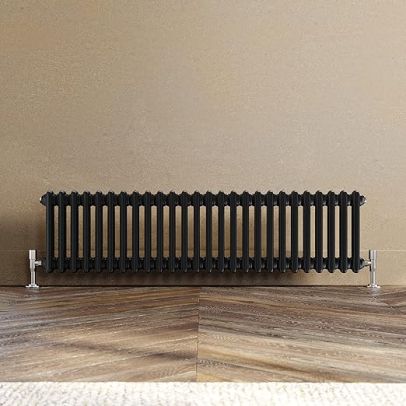 ELEGANT Traditional Radiator 300 x 1196 mm Black 2 Column Cast Iron Style Radiator