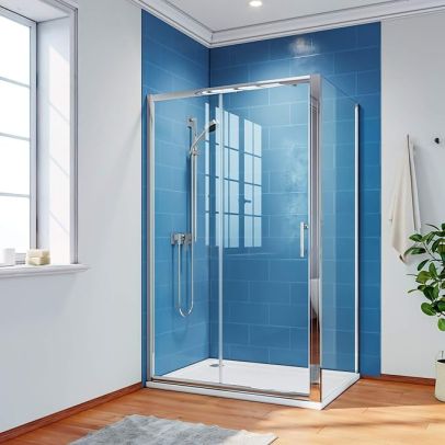 ELEGANT Sliding Shower Enclosure 6mm Safety Glass Shower Screen Door with Side Panel