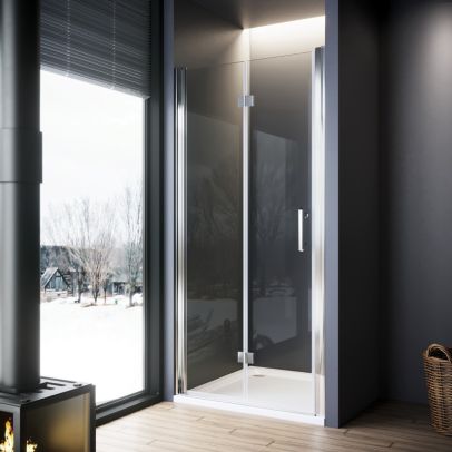ELEGANT 1000mm Frameless Bifold - 6mm - Hinged Shower Enclosure Set