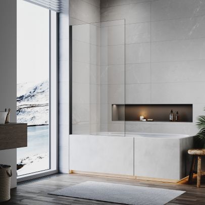 ELEGANT Frameless Bath Shower Screen Walk In Clear 6mm Safety Glass Panel 800x1400mm