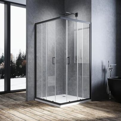 ELEGANT 1200 x 1200 mm Corner Shower Enclosure 5mm Toughened Glass-Black