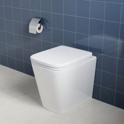 Elegant Modern Back To Wall Pan with Soft Close Seat Square Pan Seat