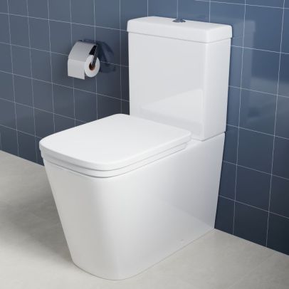 ELEGANT Square Close Coupled Rimless Toilet with Soft Close Seat