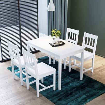 ELEGANT Kitchen Dining Table & 4 Chairs White