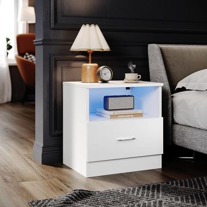 Bedside Table with LED Lights