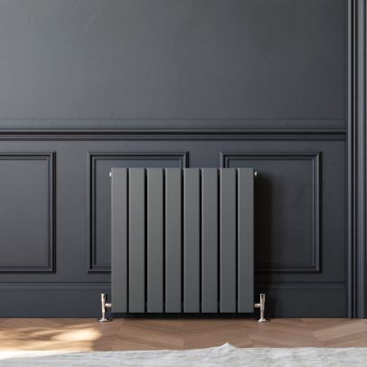 ELEGANT 600 x 600mm Anthracite Double Flat Panel Horizontal Designer Grey Column Radiators