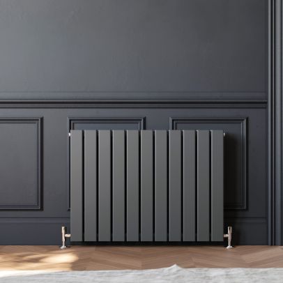 ELEGANT 600 x 836mm Anthracite Double Flat Panel Horizontal Designer Grey Column Radiators