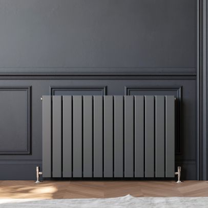 ELEGANT 600 x 988mm Anthracite Double Flat Panel Horizontal Designer Grey Column Radiators