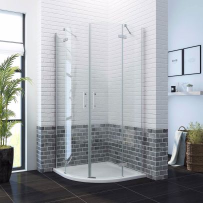 ELEGANT 800X800mm Frameless Quadrant 6mm Hinged Shower Enclosure