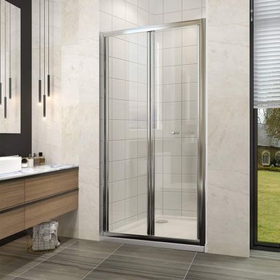ELEGANT 860mm Framed Bifold Shower Door 5mm Tempered Glass Shower Screen