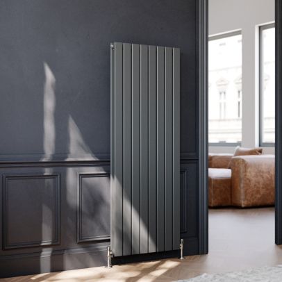 ELEGANT 1600 x 608mm Vertical Column Designer Double Anthracite Flat Panel Radiator