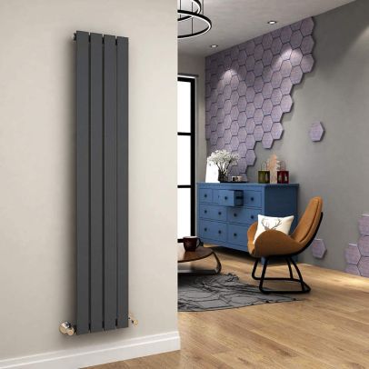 ELEGANT 1600 x300mm Vertical Designer Anthracite Single Double Radiator Column Tall Upright Central Heating Radiators