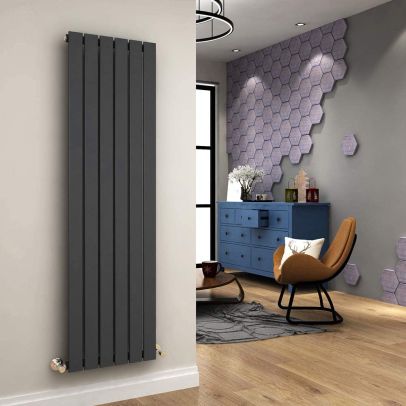 ELEGANT 1600 x452mm Vertical Column Designer Single Anthracite Flat Panel Radiator
