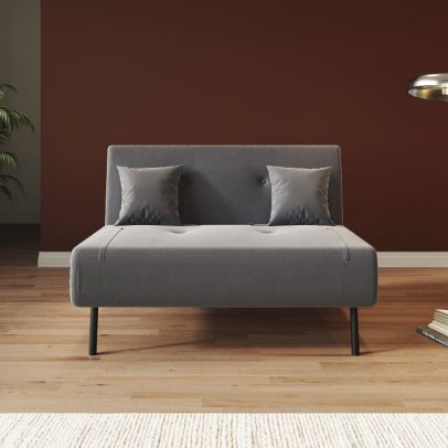 ELEGANT Fabric Folding Sofa Bed 2 Seater Grey