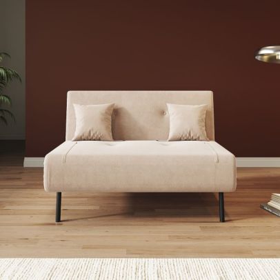ELEGANT Fabric Folding Sofa Bed with Adjustable Angle Back 2 Seater Khaki