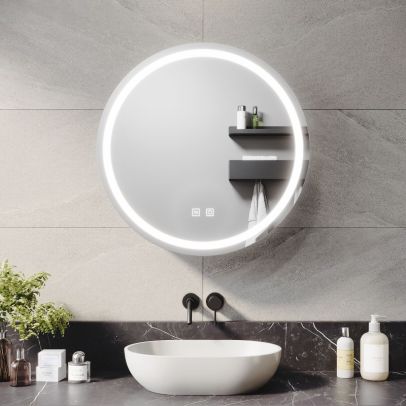 ELEGANT 600x600mm Round Illuminated LED Bathroom Mirror Cabinet