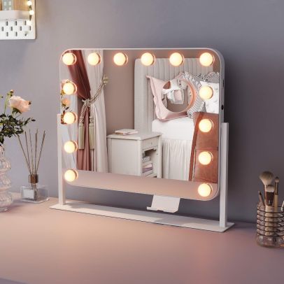Hollywood Vanity Mirror with Lights, 50x47cm Makeup Mirror with 14 Dimmable LED Bulbs EMM006