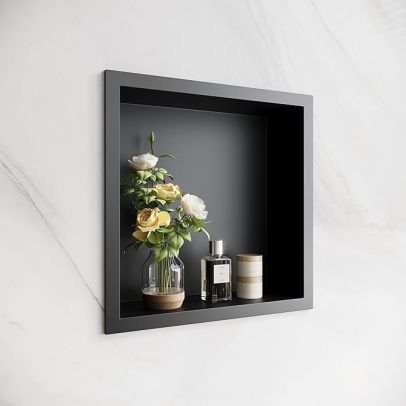 ELEGANT Stainless Steel Shower Niche 30 x 30 x 10 cm Black Shower Shelf for Bathroom