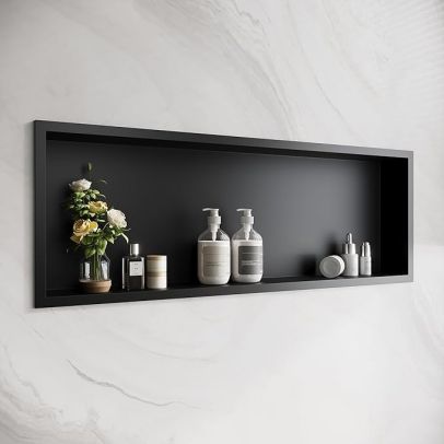 ELEGANT Stainless Steel Shower Niche 90 x 30cm, Black