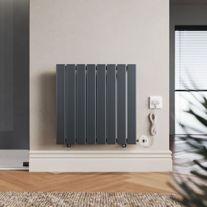 Anthracite Smart Electric Radiator with Wi-Fi Thermostat-600W-600x604mm