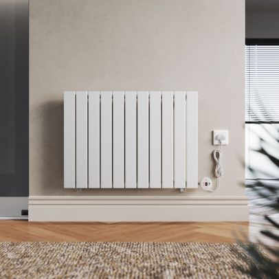 White Horizontal Smart Electric Radiator with Wi-Fi Thermostat-800W-600x832mm ERF6083W-E