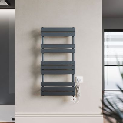 ELEGANT Anthracite Electric Towel Rail with Digital Thermostat 1000 x 500mm ETRF1050A-E