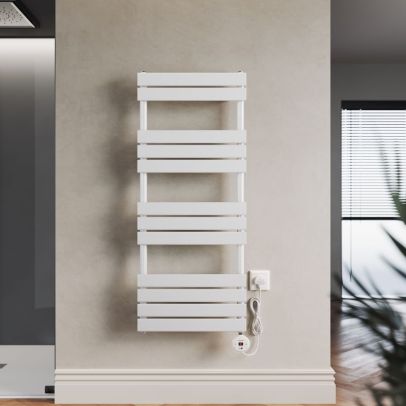 White Electric Towel Radiator with Wi-Fi Thermostat 1200 x 500mm ETRF1250A-E