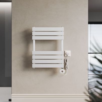 ELEGANT White Electric Towel Rail with Wi-Fi Thermostat 650 x 400mm